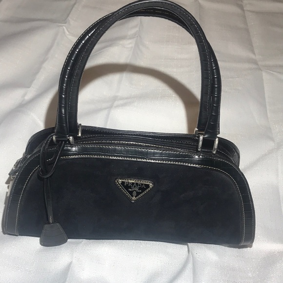 Prada Suede and Croc Mini Handbag (Authentic) - Picture 1 of 6